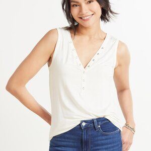 Evereve Peyton Jensen Luna Snap Tank - Cream - Size Small